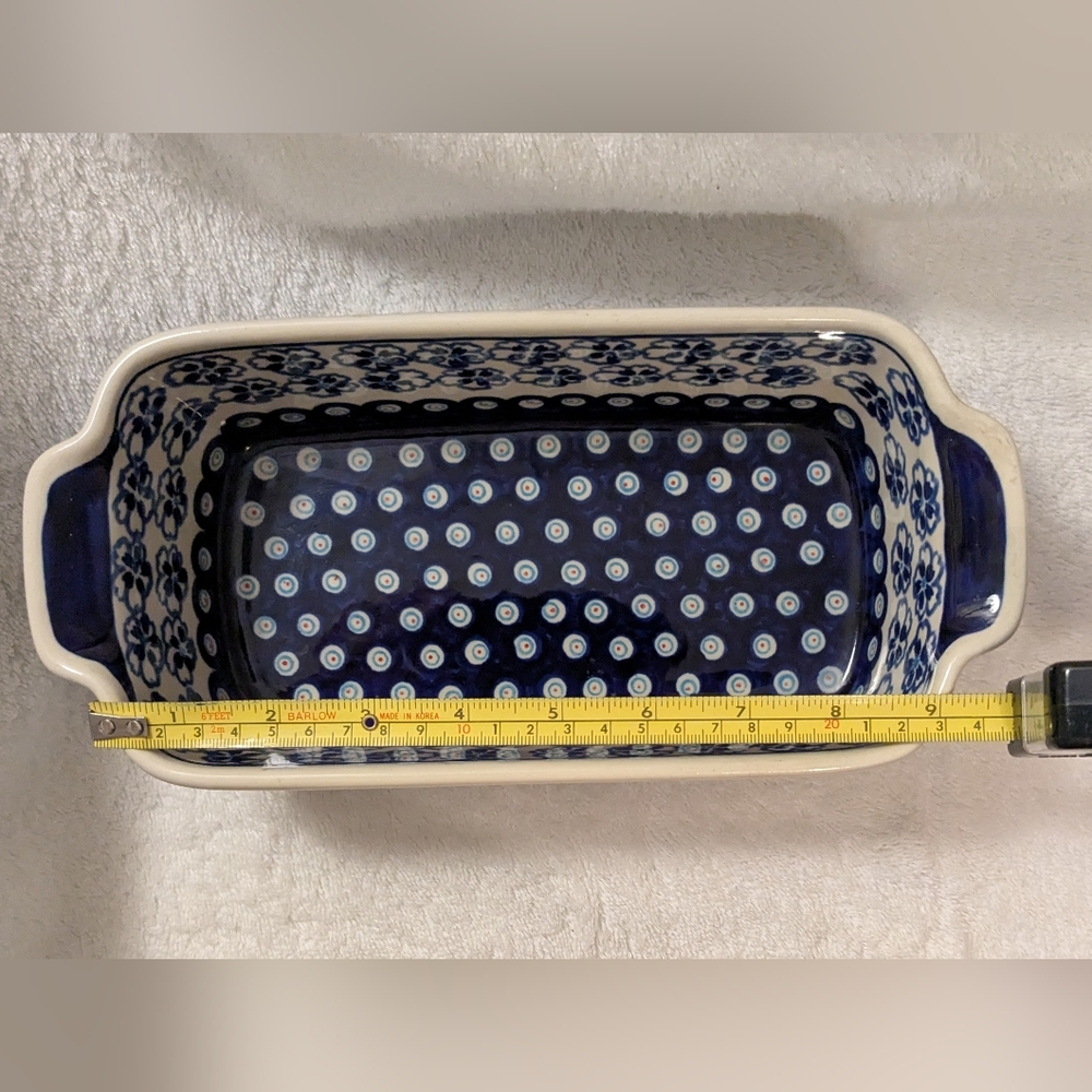 Polish Pottery Boleslawiec Peacock Handmade Baking Dish 9x5 #825 - Picture 7 of 7